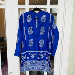 Zara Blue Embroidered Tunic Top